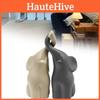 A Of Pair Beige Grey Elephants Animal Handicrafts Living Room Gift Decoration