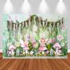 LS Fairy Girl Mushroom Mystery Garden Backdrops Kids Baby 1st Birthday Cake Smash Props Child Spring Floral Props Backgrounds