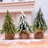 3pcs Fashion Christmas Tree Desktop Ornaments Room Decor Burlap Base Snow Pine New Year Gifts Christmas Gifts