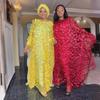 Вышитый сетчатый цветочный рукав «летучая мышь» большого размера халат и жилет для африканских женщин