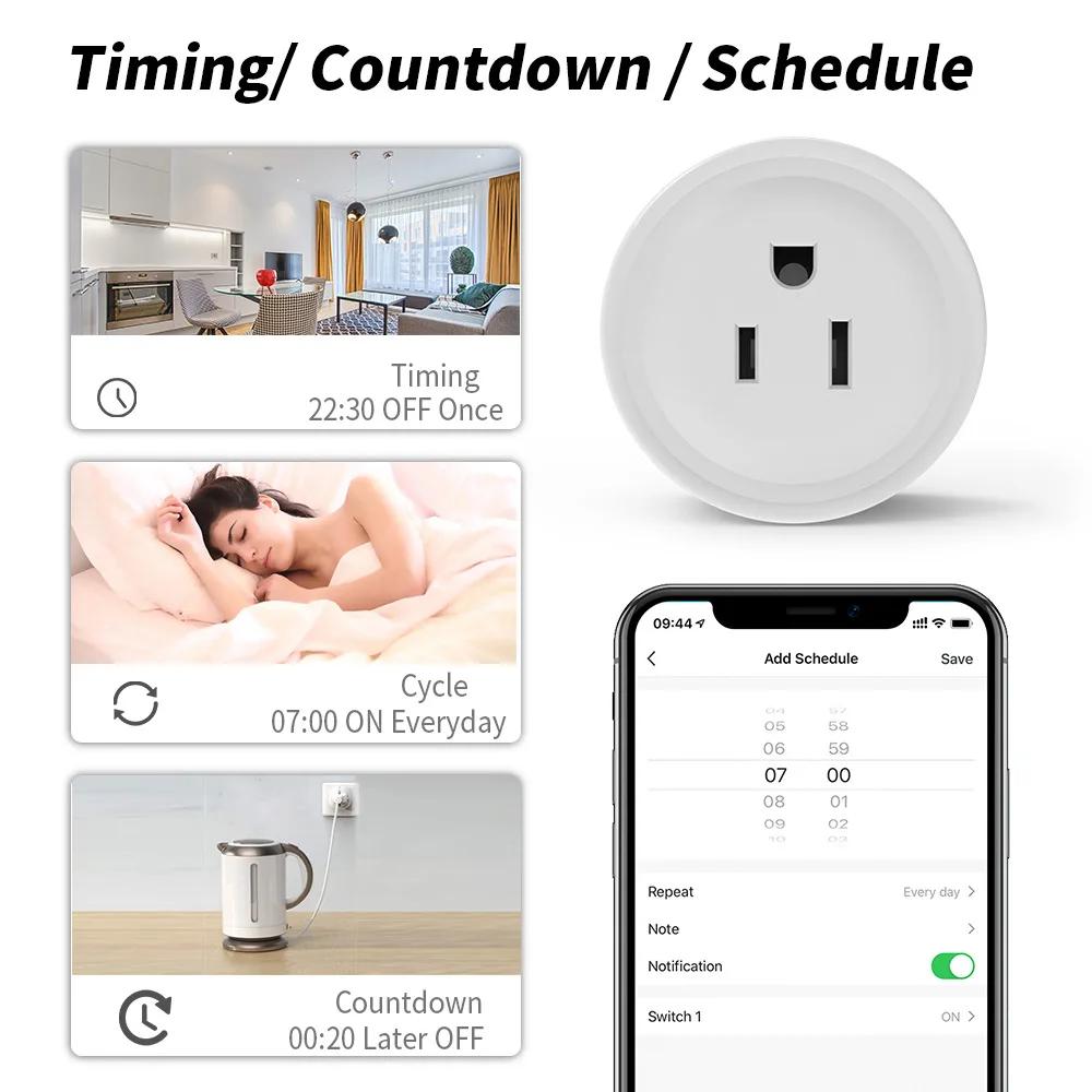 Smart US Plug WiFi Outlet Switch Socket 10A APP/Voice Control Group 100-240V Timer Alexa Google Assistant CozyLife for Home Auto