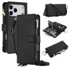 Zipper Crossbody Wallet Phone Case for iPhone 17 Pro Max Samsung S26 Ultra, Leather Flip Card Holder Cover with Wrist Strap