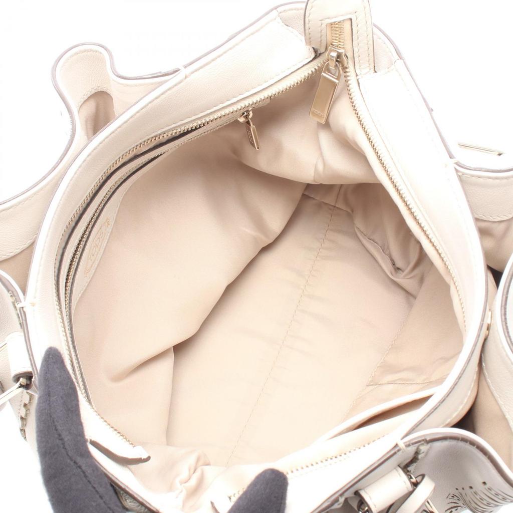 Used TOD'S Flower bag Shoulder Bag leather White Used Women