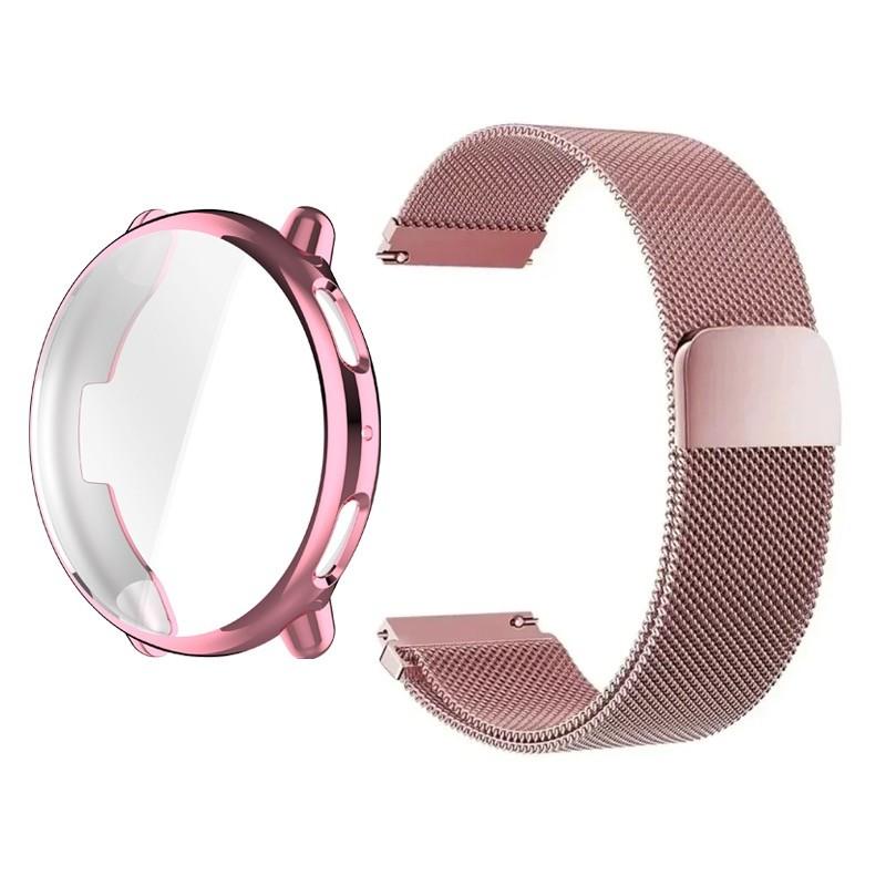 Case + Strap for Amazfit Active 2 Stainless Steel Watchband and TPU Protection Case Soft Cover