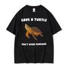 Смешные Футболки Save A Turtle Don't Wear Condoms Глупый Мем Мужская Женская Одежда Мода 100% Хлопок Оверсайз Футболки Уличная Одежда
