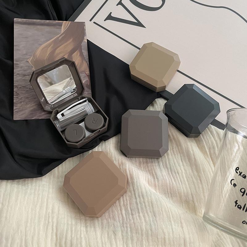 Портативный футляр для контактных линз, удобный для переноски, зеркальный контейнер для линз с пинцетом, набор для присосок, твердый дорожный набор