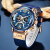 2021 LIGE Men Watches Top Brand Luxury Blue Leather Chronograph Sports Watch For Men Fashion Date Waterproof Clock Reloj Hombre