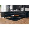 VidaXL Chesterfield 6-seater Corner Sofa Faux Leather Black 243617