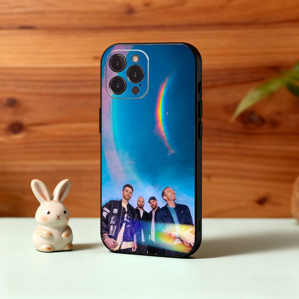 M-Moon M-Music Coldplay Band Phone Case For iPhone17 16 15 14 13 12 11 Pro Max Plus,5G Soft Black Case