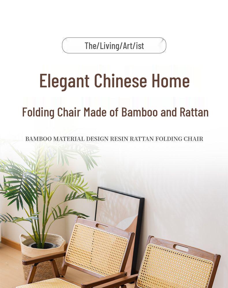 Портативный складной ротанговый стул в винтажном стиле со спинкой для дома, балкона и отдыха на свежем воздухе