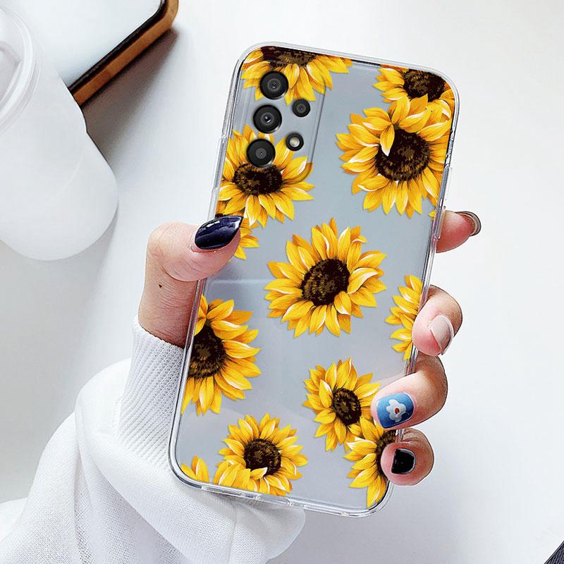 Чехол для телефона Samsung A53 5G A33 Цветочный силиконовый чехол для Samsung Galaxy A73 Fundas Coque Прозрачный мягкий Capas Цветочный ТПУ