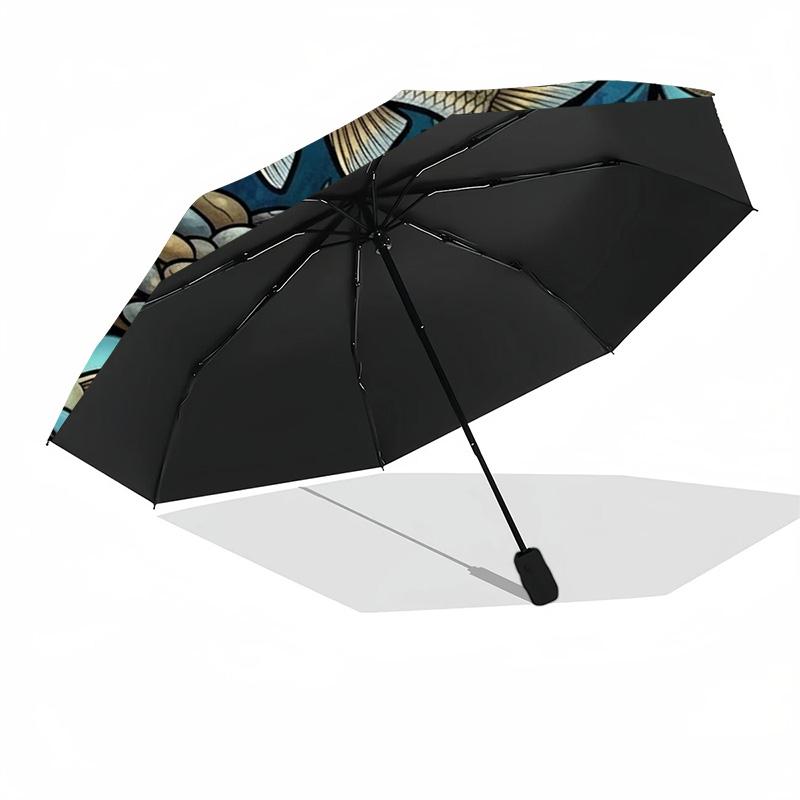 Aquatic Life Harmony pattern umbrella, portable and foldable design, 8 ribs, a casual accessory for Halloween, Christmas, and birthday gifts.