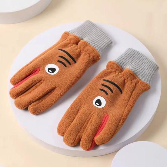 Kids Winter Gloves Windproof Cartoon Ski Gloves with Elastic Cuffs Cold Weather Warm Gloves for