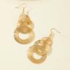 Exaggerate Three Multi-layer Circles Drop Earring for Women Long Gold Color Zircon Temperament Christmas New Year Wedding Gift