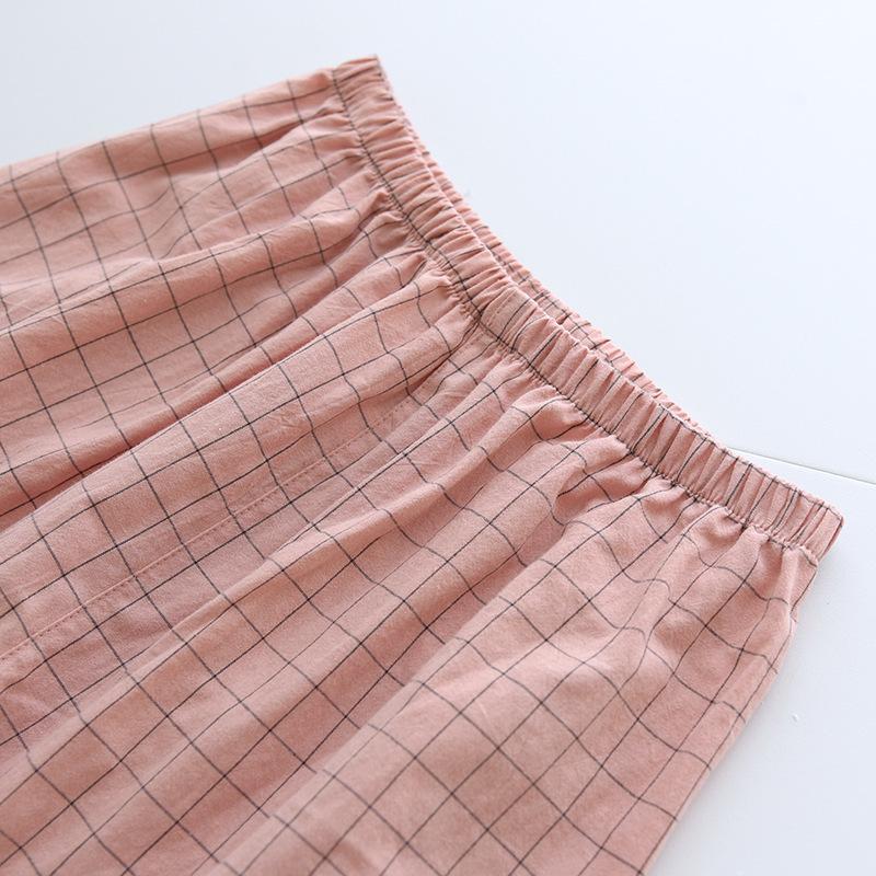 Летняя пижама из двух частей для женщин, простая домашняя одежда в клетку с короткими рукавами