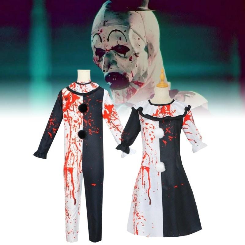 Ужасающий костюм клоуна для косплея с пятнами крови для сценических выступлений и вечеринок