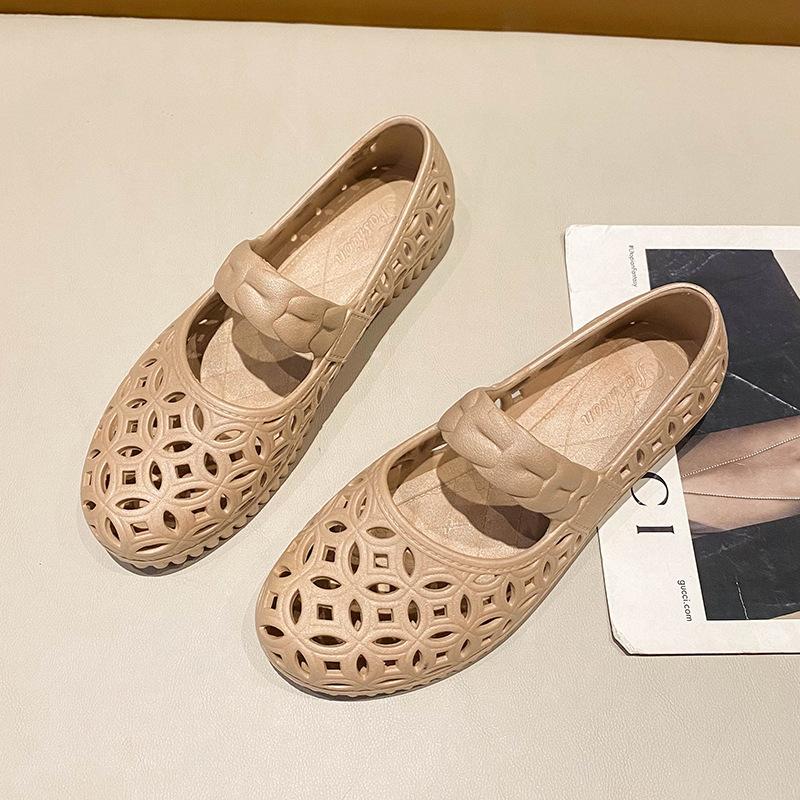 Новые модные полые одинарные туфли женские маленькие ароматные ветряные мелкие горлышки мягкие на плоской подошве туфли Doudou на низком каблуке дышащие одна педаль