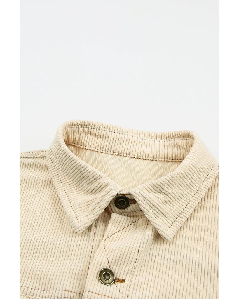 Azura Exchange Полосатая вельветовая куртка с цветными блоками и карманами на пуговицах