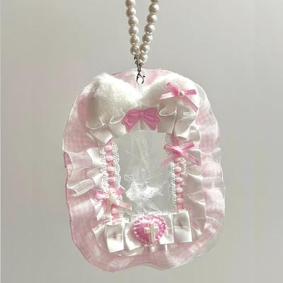 Топ-лоадер для фотокарточек Сладкий DIY Плюшевый держатель для карт с лентой Лолита Кружевной чехол для фотокарточек Аниме Идол Дисплей Защитный чехол для фото