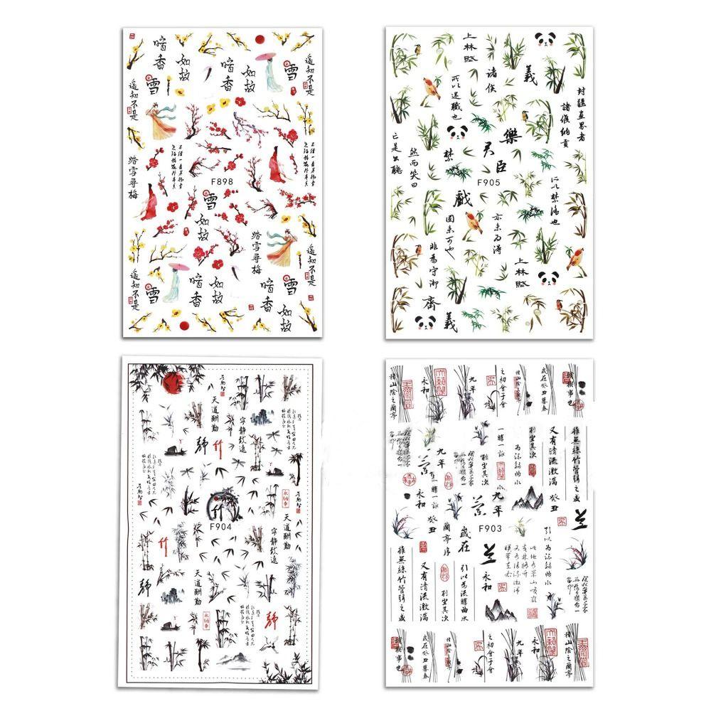 Древняя поэзия Китайские стили Наклейки для дизайна ногтей Маникюрная декорация Наклейки для ногтей Декор для дизайна ногтей