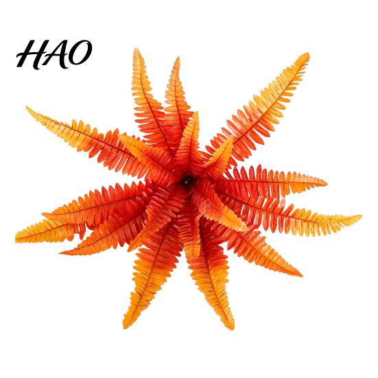 Decorative Branches for Terraces Artificial Fall Fern Plants, 18 Heads Autumn Orange Fake Persian Gradient Color Stems Greenery Bushes, Faux