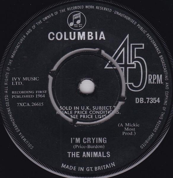 7-дюймовая пластинка ANIMALS Im Crying DB7354 COLUMBIA 1964 UK Rock Б/у