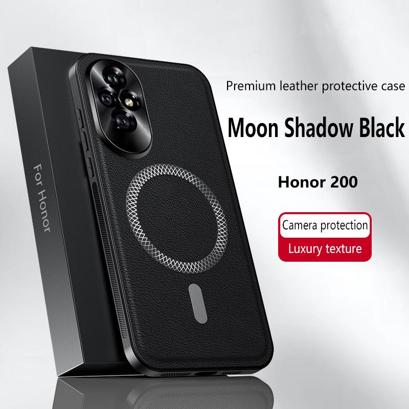 For Honor 200 and Honor 300 Case Magnetic Elegant Leather Wear-Resistant Lens Fully Covered Non-Slip Grip Edge Cover Shell