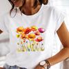 (Asian Size) Watercolor Flower Trend Cute Women Tee Top Clothing Casual Printing Short Sleeve T Shirt Fashion Printed Lady Female Graphic T-shirts