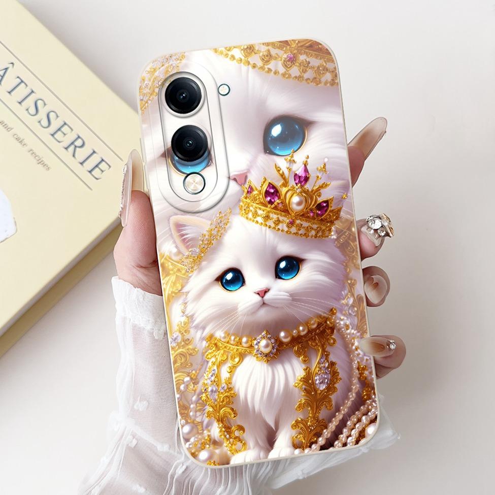 For Vivo Y04 Case V2430 Silicone Cute Cat Fashion Butterfly Flowers Love Painted Back Cover For Vivo Y04 4G Phone Case Bumper