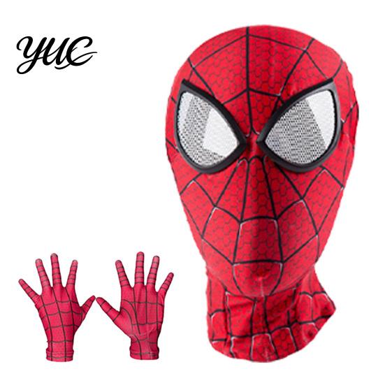 Movie Character Role Play Outfit Superhero Cosplay Mask with Gloves, Web Pattern Full Face Headgear, Elastic Halloween Party Jumpsuit Hood Zipper,