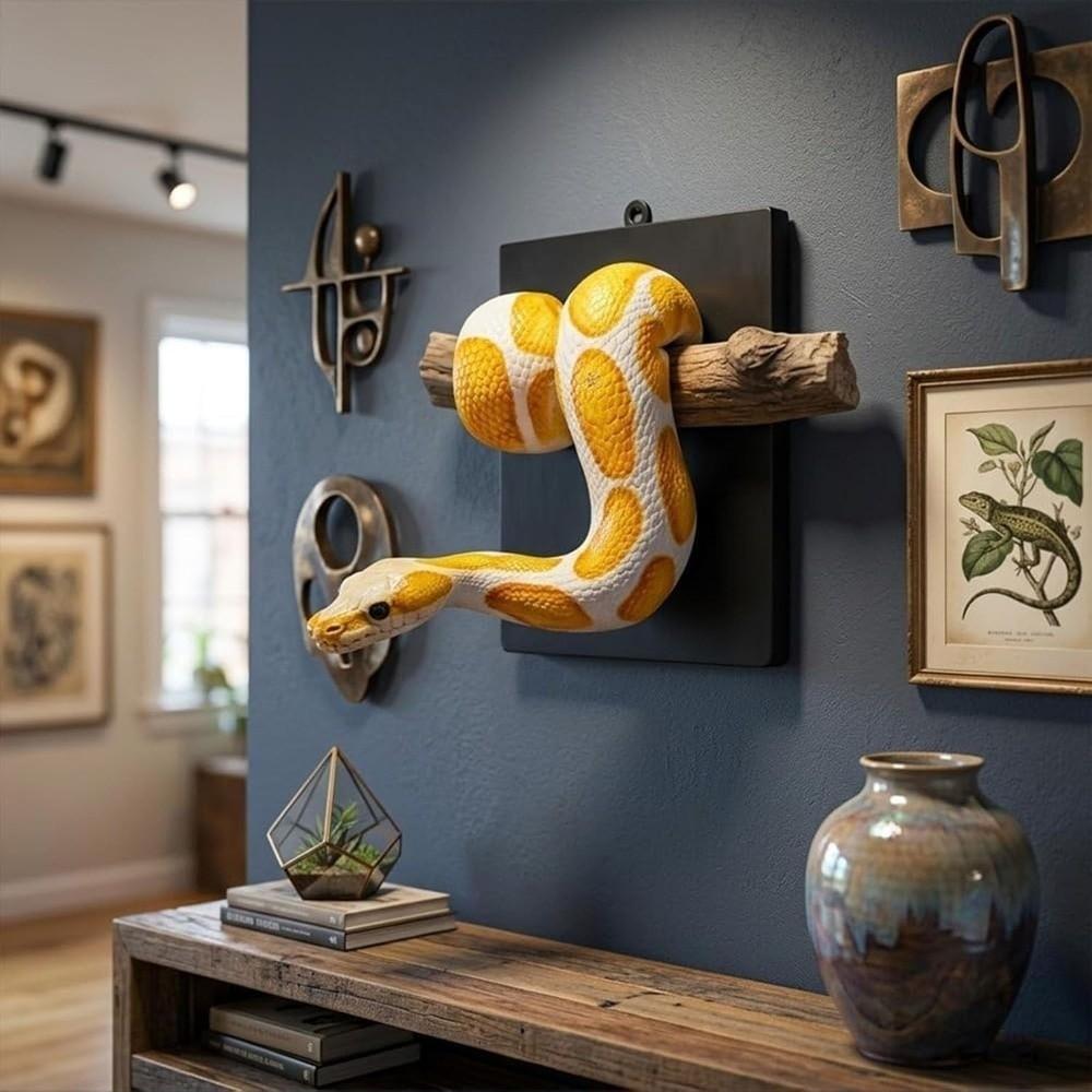 Reptile Themed 3D Metallic Snake Sculpture Gothic Accent Python Wall Ornament Halloween