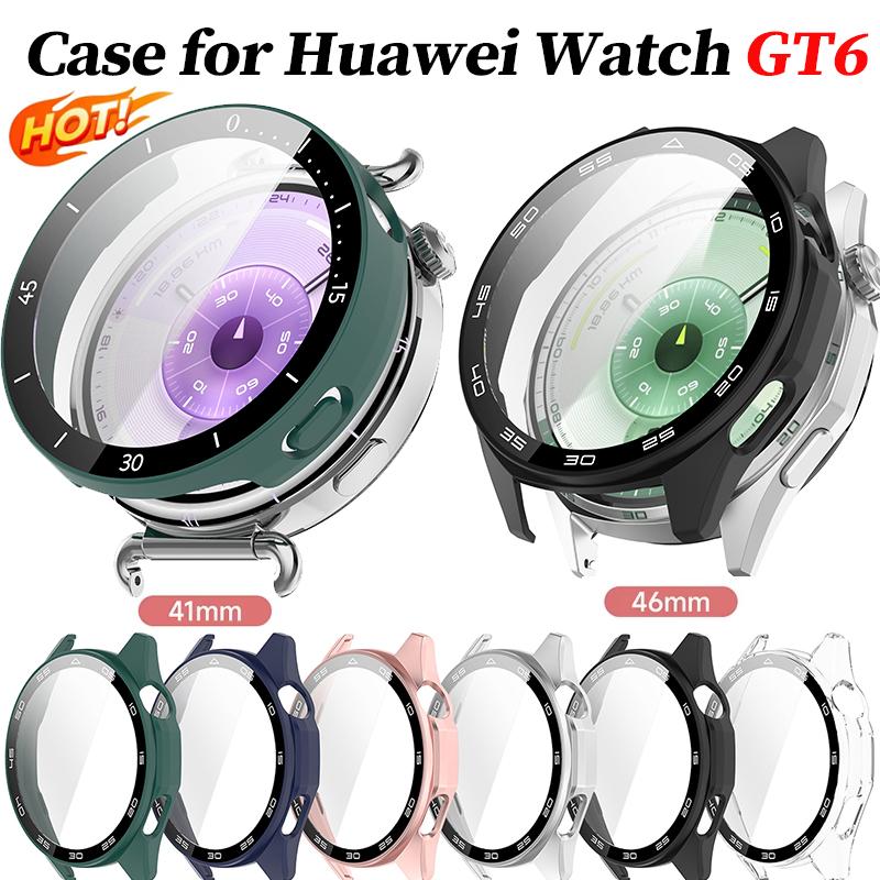 PC+Tempered Glass Case for Huawei Watch GT6 46mm Full Cover Screen Protector Bumper for Watch GT6 41mm Protective Accessores
