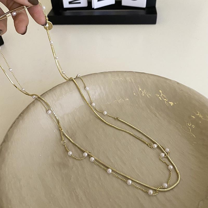 2023 Модный двухслойный жемчужный свитер-ожерелье для женщин - Весна/Лето Нишевый дизайн