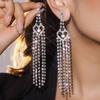 Взрывные роскошные блестящие серьги с длинной бахромой из страз