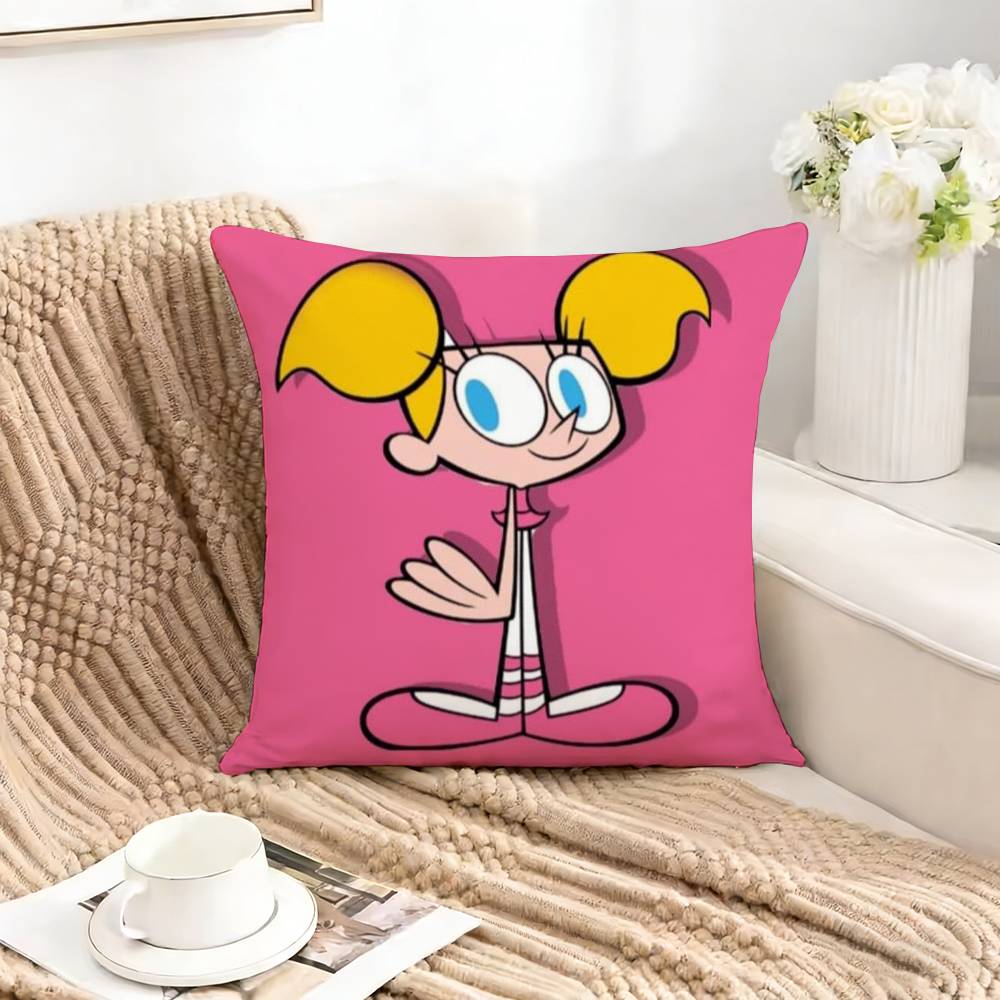 DDexters LLaboratoryDL Pillow Case Square DoubleSided Sofa Cushion Cover Bedroom Bedside Pillow
