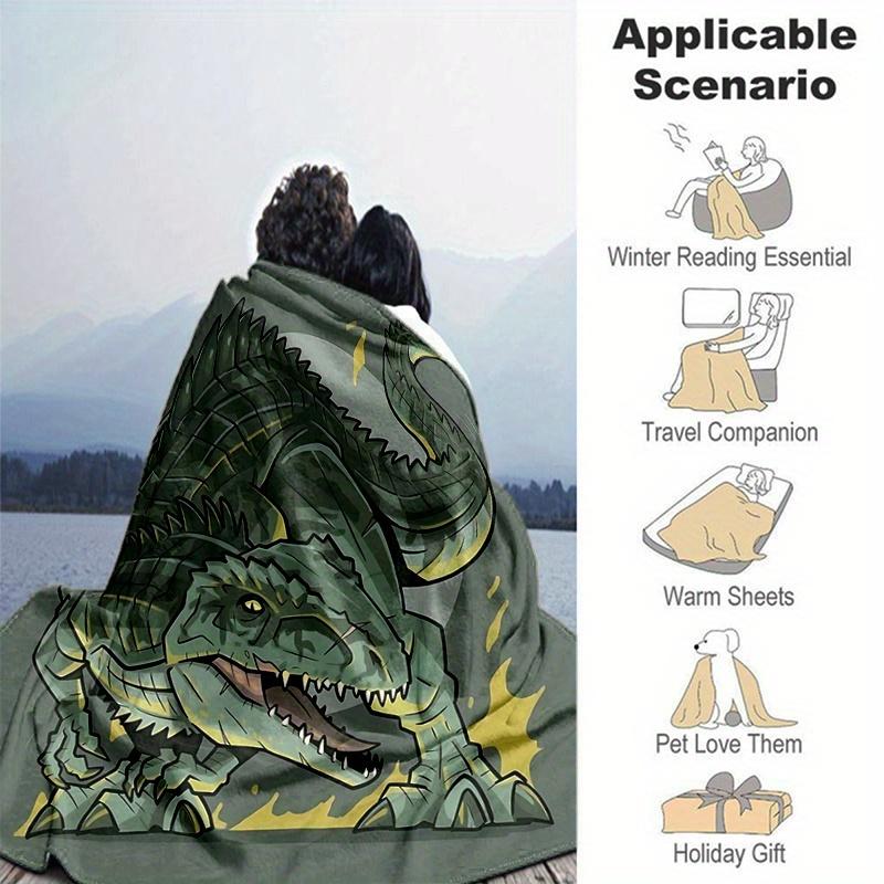 1pc Fiery T-Rex Blanket Soft Throw for Home Decor, Gift Idea, Suitable for All Seasons, Living Room, Travel, Camping, Car Blankets