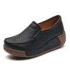 Genuine Leather Women Walking Shoes 5cm High Wedges Heels Shoes Lace-up Platform Shoes Loafers Mother Shoes
