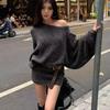 New Fashion Off Shoulder Long Sleeve Knitted Dress for Women Autumn Solid Elegant Slim Fit Sexy Women Dress Winter Vintage Party Casual Dresses 24923