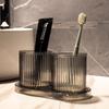Elegant Transparent Wash Cups Set - Luxury Household Mouthwash and Toothbrush Cups Duo