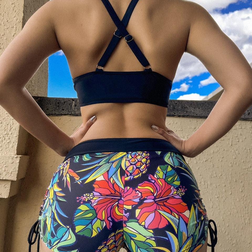 Европейское и американское спортивное бикини: Сексуальный кроп-топ-бандо с элегантной спинкой и раздельным дизайном купальника