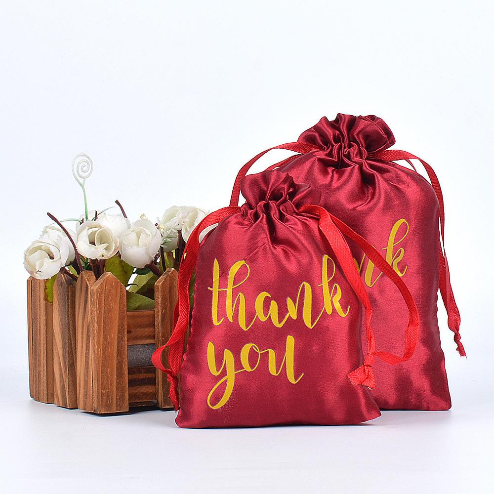 12 шт. Шелковый сегментный цвет Дин День благодарения Подарочный пакет Спасибо Завязки Мешочек для хранения ювелирных изделий Подарочная упаковка для конфет Мешочек на завязках