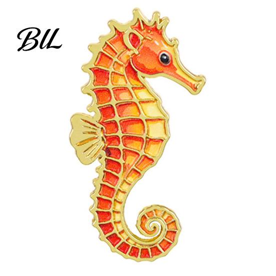 Daily Wear Pin Cartoon Sea Animal Metal Brooch, Dolphin Whale Seahorse Octopus Enamel Badge Pin, Hats Bags Scarves Clothes Decorative Accessory