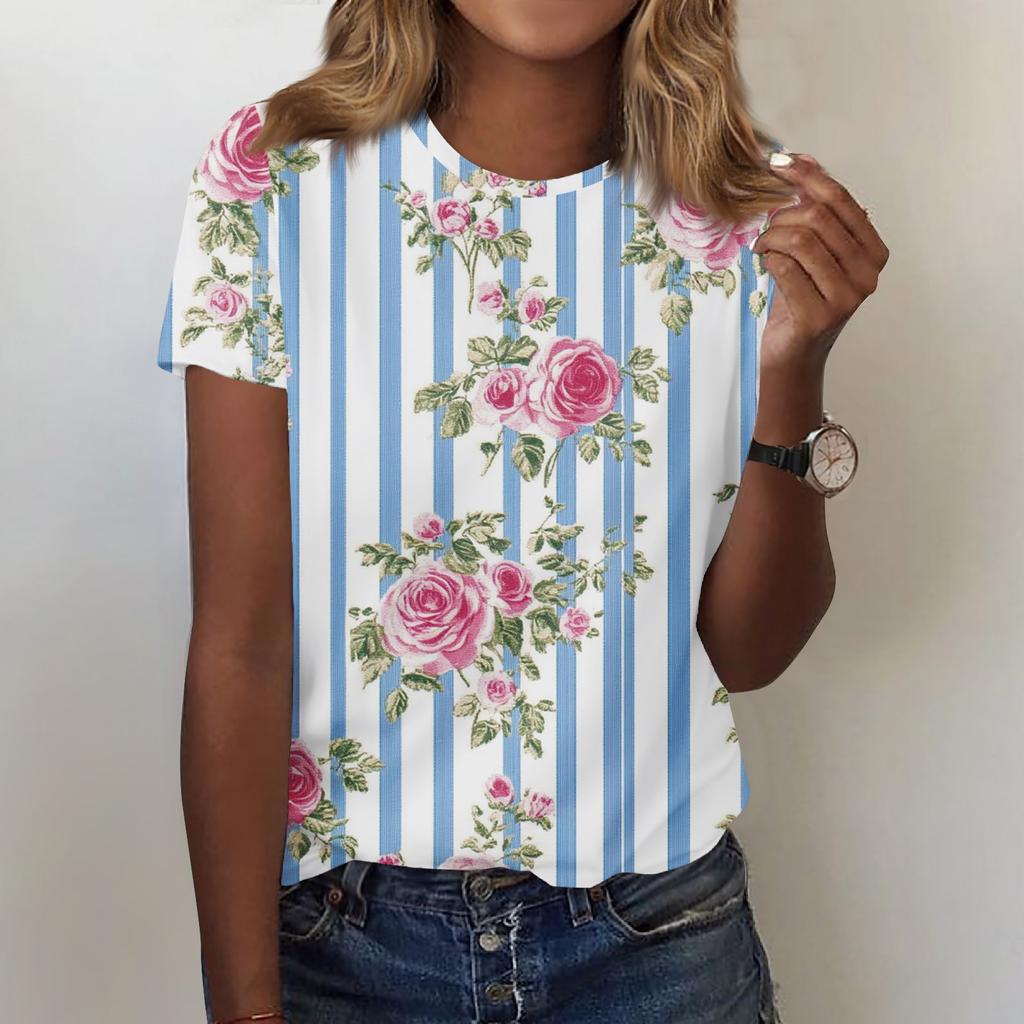 Женская мода повседневная футболка с круглым вырезом и короткими рукавами, топ, футболка, топ