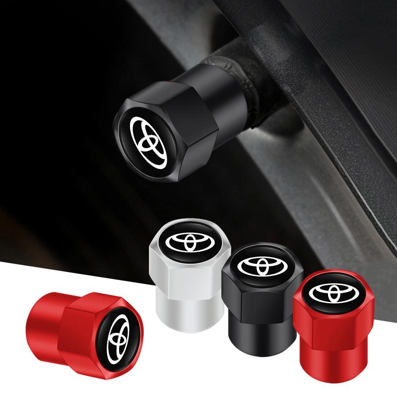 4Pcs Car Tire Valve Stems Cap Aluminum Wheel Air Valve Cover For Toyota CHR Aqua GR Prius Hilux Aygo Avensis Yaris Cruiser Supra