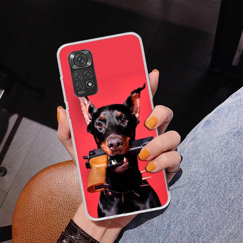 Черный Чехол для Телефона с Изображением Таксы и Добермана для Xiaomi Redmi Note 15 14 14S 13 Pro Plus 12 12S 11S 11E 10S 10 11T 5G Uniq