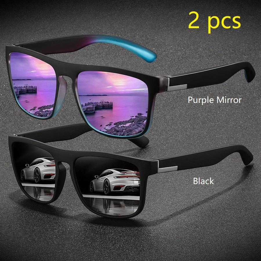 2 предмета модные винтажные квадратные спортивные солнцезащитные очки для мужчин и женщин для вождения и рыбалки брендовые дизайнерские солнцезащитные очки ретро мужские очки UV400