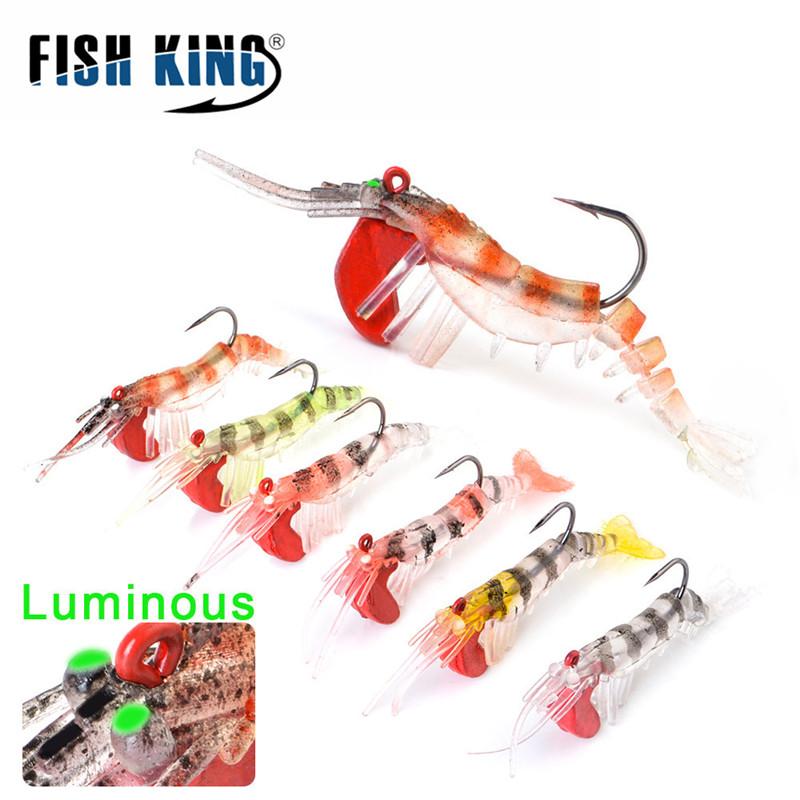 FTK Светящаяся искусственная силиконовая приманка для креветок, имитация мягких креветок с крючком, карповый рокер, рыболовные снасти/приманка/морские аксессуары