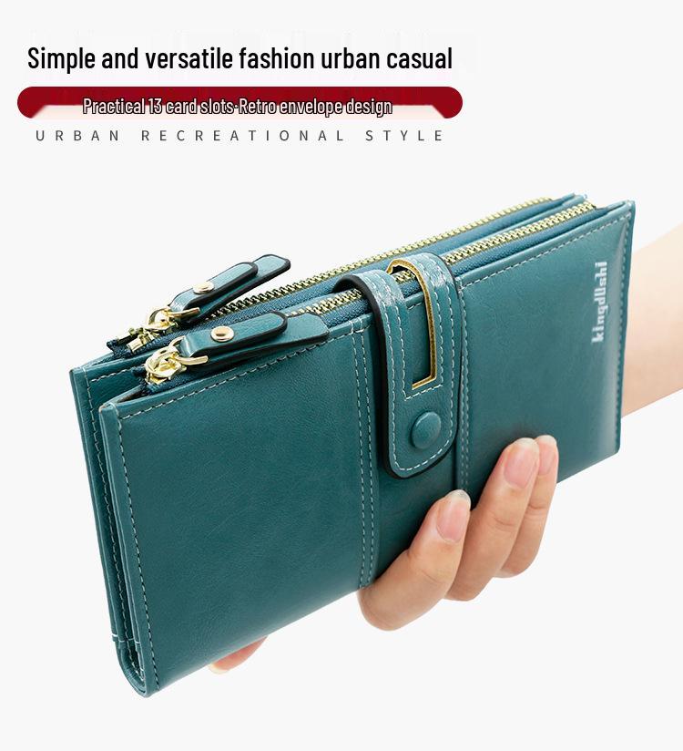 Женский длинный клатч: Мультикардхолдер и кошелек для телефона - Европейская и американская мода