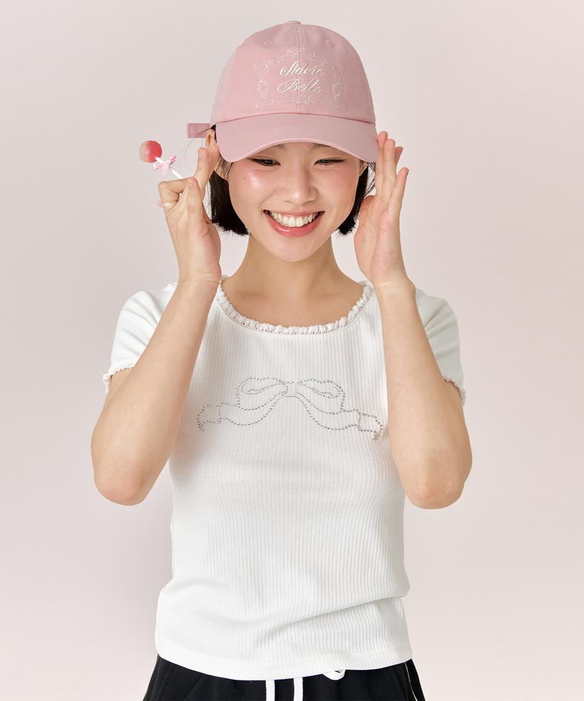 ADOREBELLE Ribbon Cubic T-Shirt - White