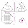 VidaXL Tente de Camping Tipi 4 Personnes, Tente d'Ombrage avec Sac de Transport, Auvent de Camping, Abri de Jardin, Orange 94382